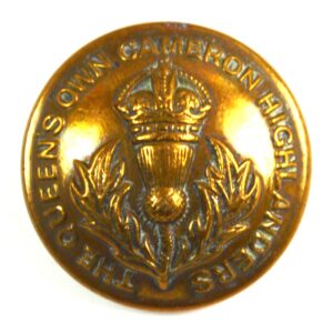 Queen's Own Cameron Highlanders Brass Button (1901-1953 Pattern) – 25mm