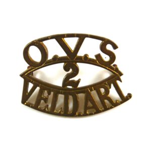 South African 2nd (Bethlehem) Battery, Orange Free State Field Artillery  (OVS / 2 / VELD. ART.) Brass Shoulder Title