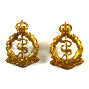 Royal Army Medical Corps (RAMC) Collar Badges, Pair (King's Crown - 1902-1946 Pattern)