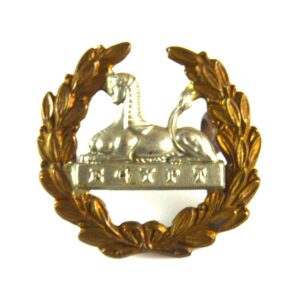 Early Gloucestershire Regiment Blue Cloth Helmet Bimetal Back Badge - Original