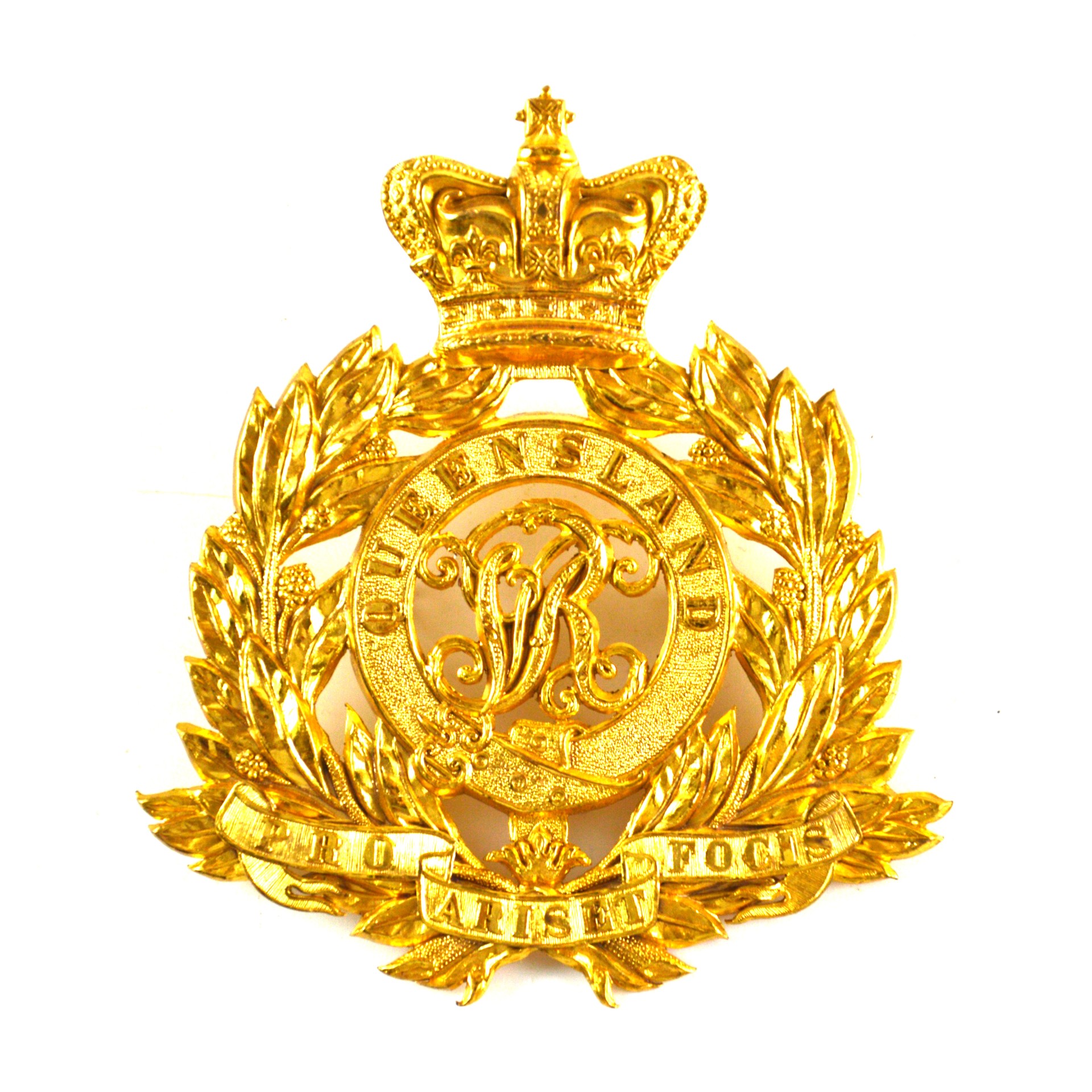 Australian Queensland Defence Forces Gilt Helmet Plate (1884-1900 Pattern) - Restrike