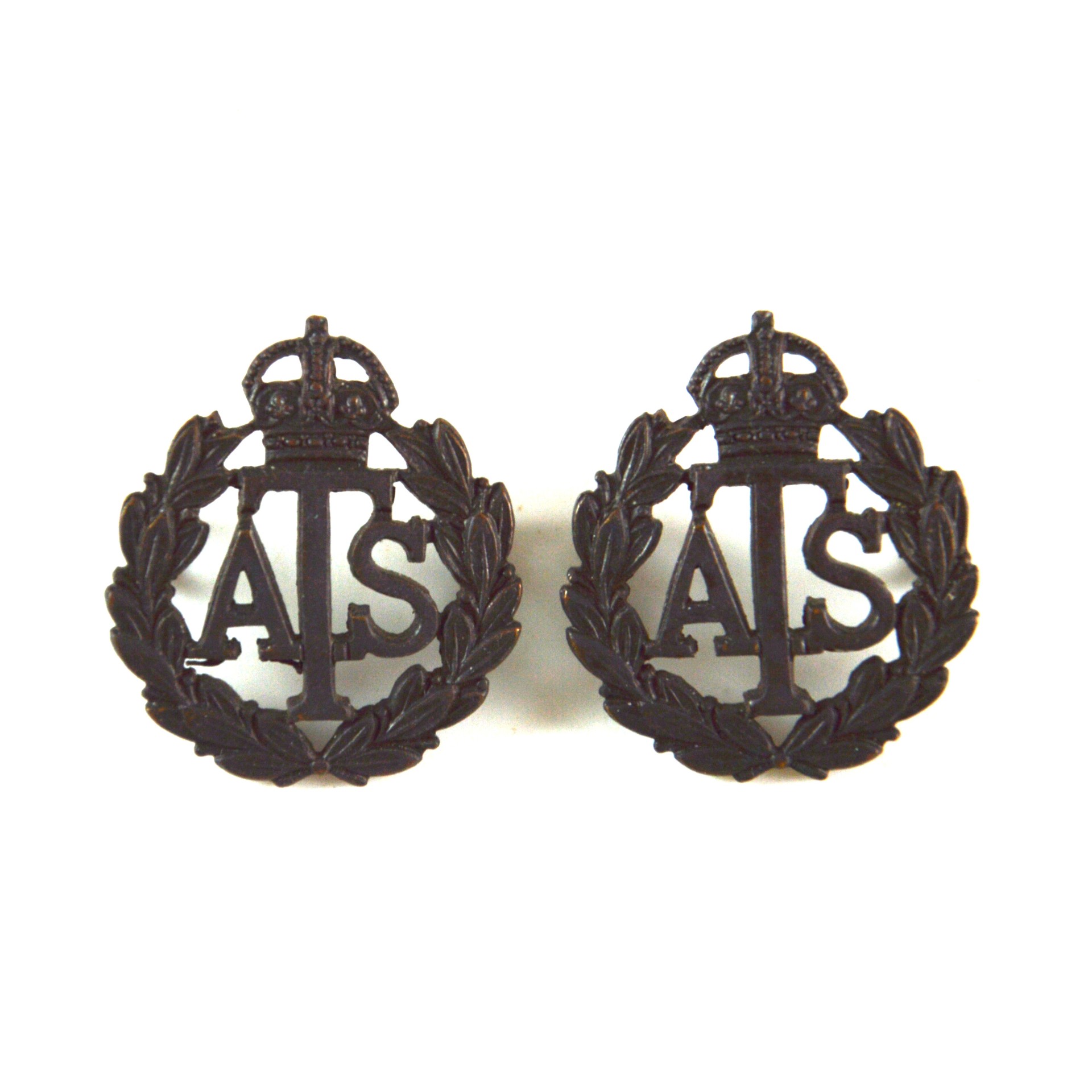Auxiliary Territorial Service (ATS) Officer Service Dress Collar Badges, Pair (1938-1949 Pattern) - Original