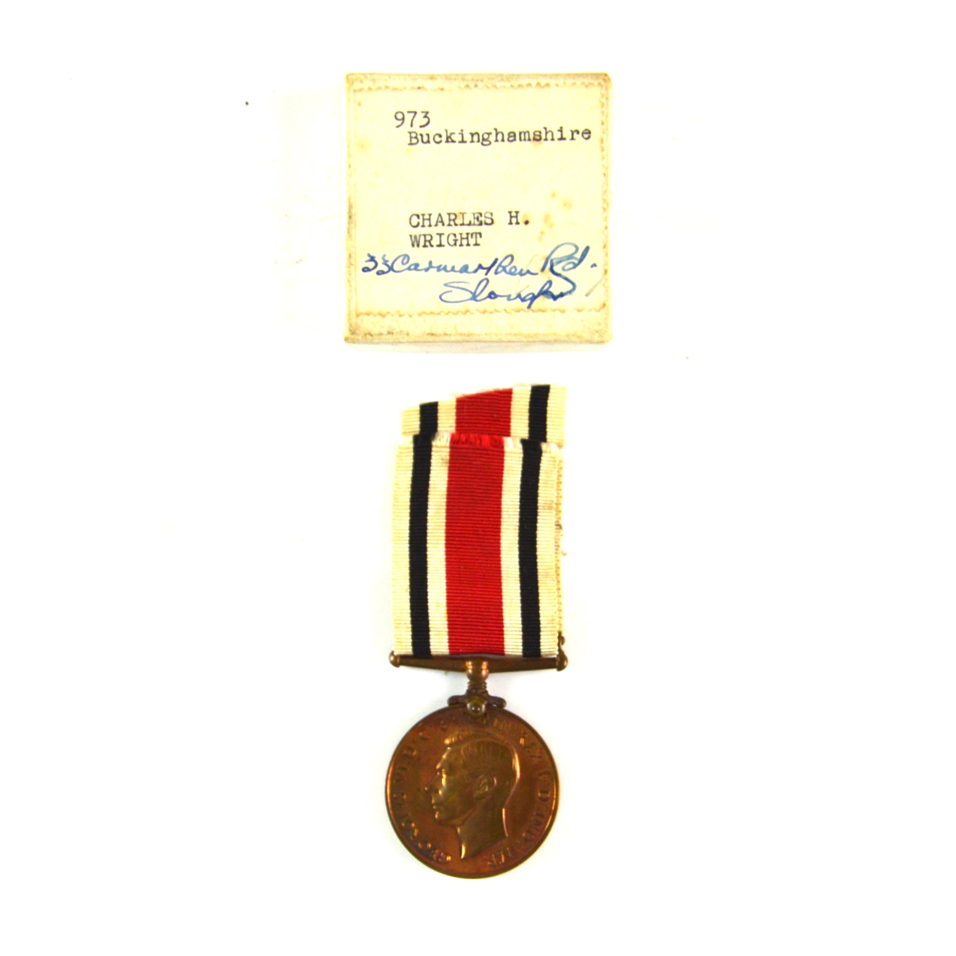 Special Constabulary Long Service Medal (GRVI 1937-1947 Type) in Box, Charles Harry Wright, Buckinghamshire Special Constabulary