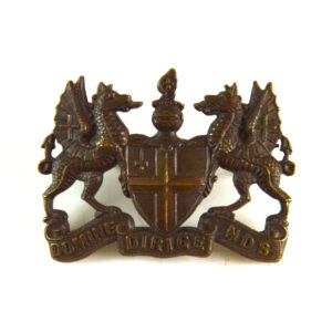 City of London Volunteer Regiment Bronze Cap Badge - Original, Manufactured by J. R. Gaunt