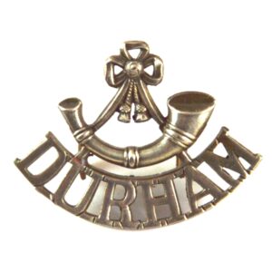 Durham Light Infantry (Bugle / DURHAM) White Metal Shoulder Title (1952-1958 Pattern)