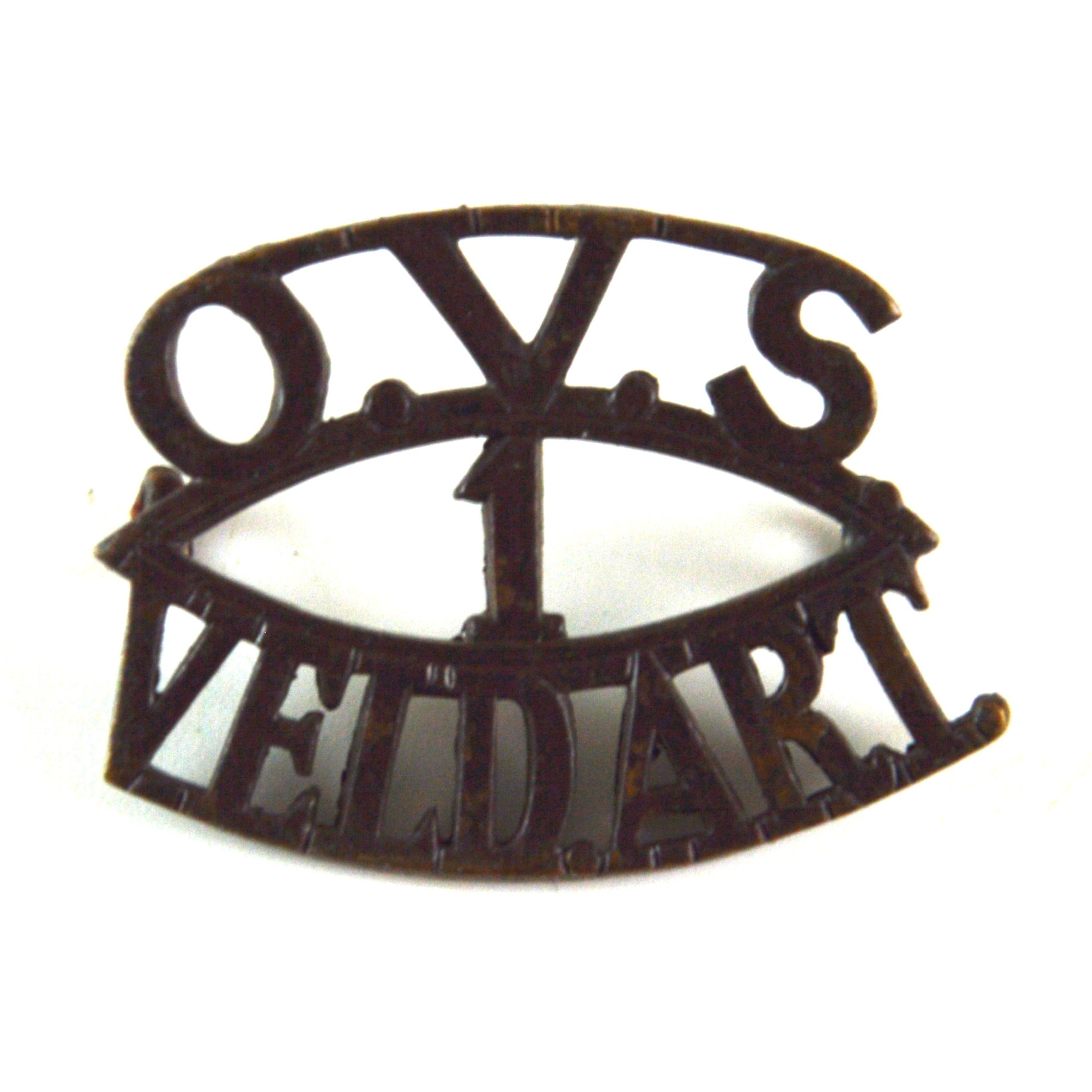South African 1st (Bloemfontein) Battery, Orange Free State Field Artillery (OVS / 1 / VELD. ART.) Bronze Shoulder Title