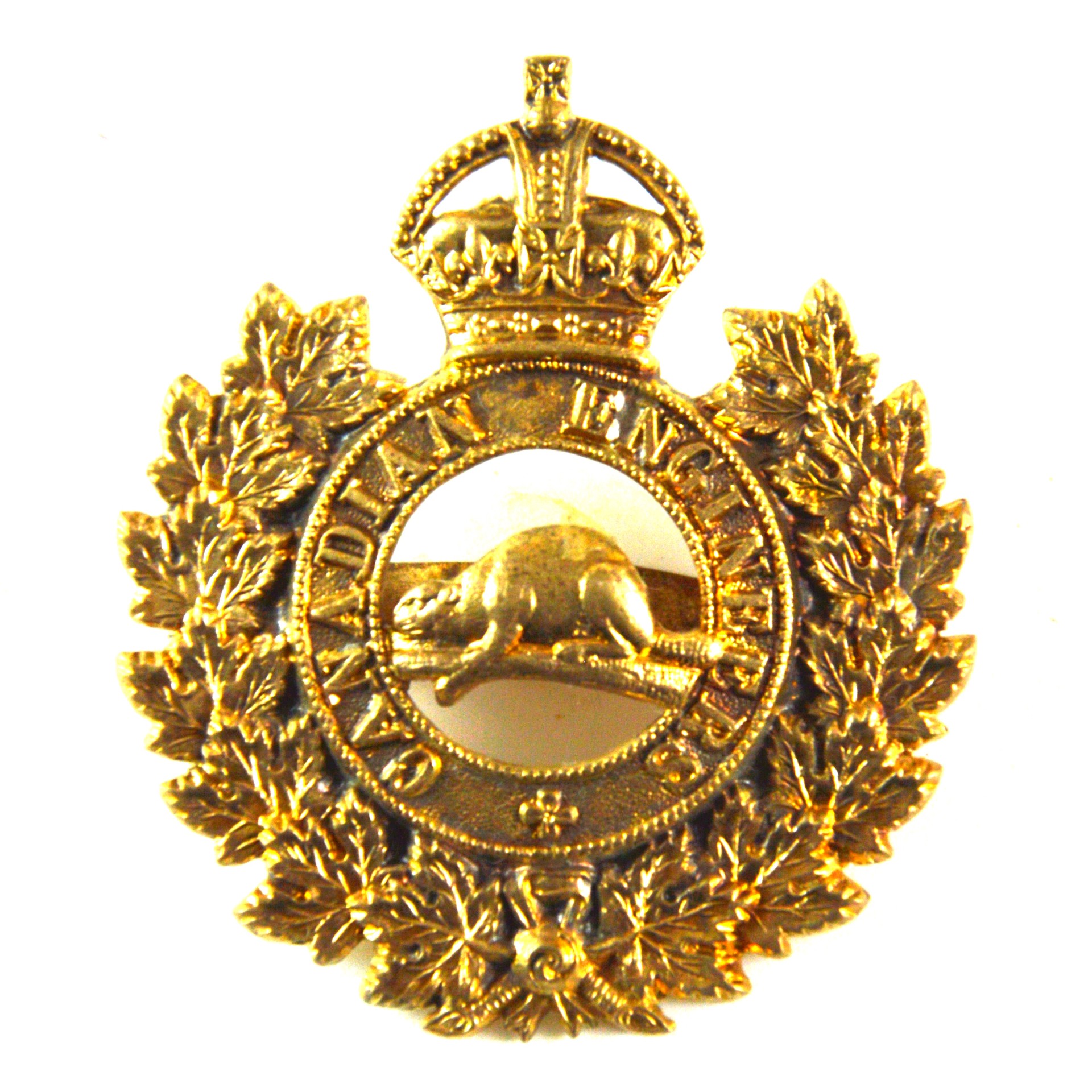 Canadian Engineers (CEF) Officer Gilt Cap Badge - Manufactured by J. R. Gaunt, Montreal