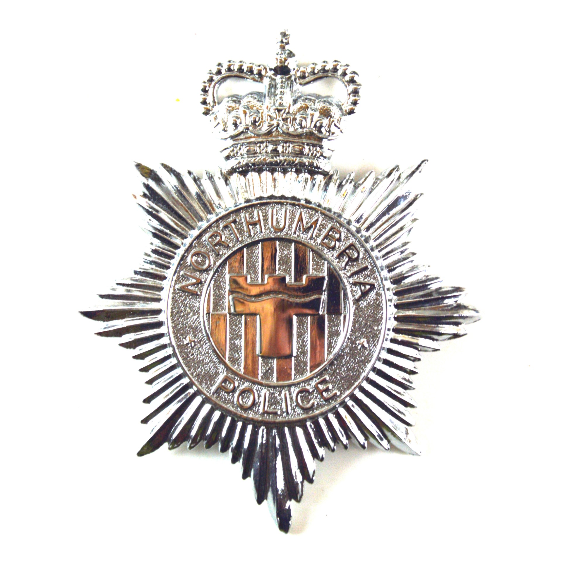 Northumbria Police Chrome Helmet Plate Badge (1974-2022 Pattern)