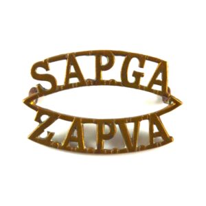 South African Permanent Garrison Artillery (SAPGA / ZAPVA) Brass Shoulder Title (Pre-1921 Pattern)