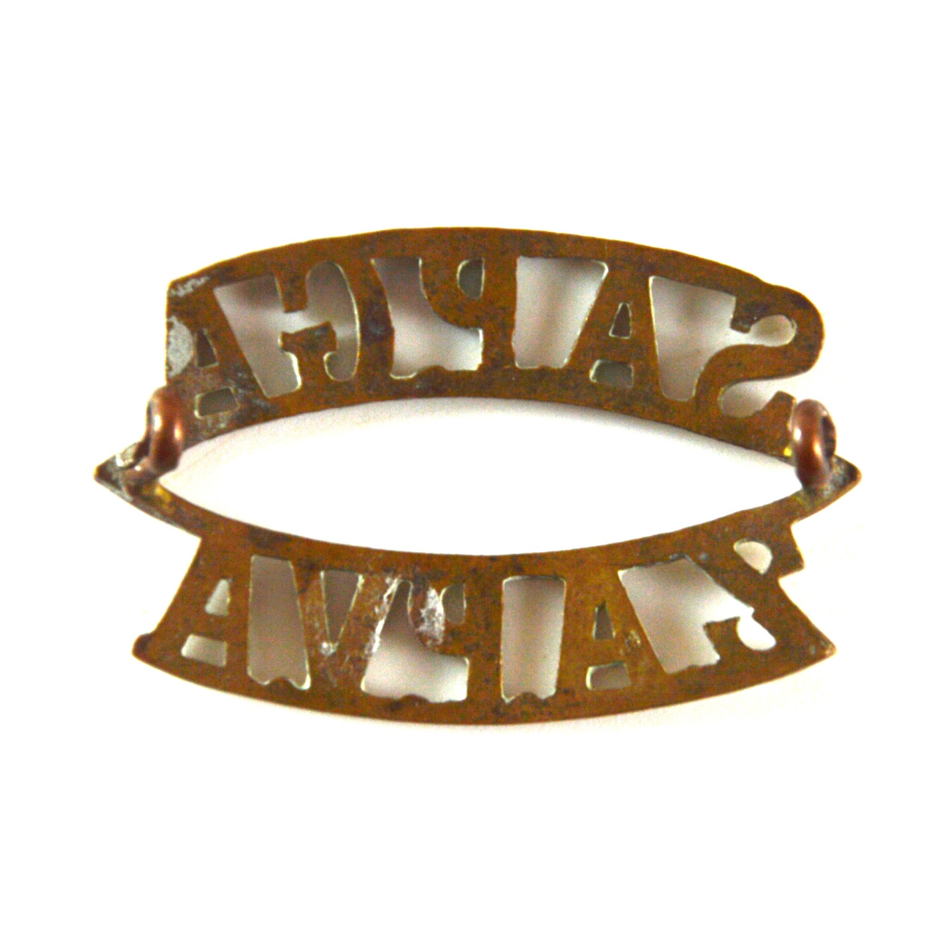 South African Permanent Garrison Artillery (SAPGA / ZAPVA) Brass Shoulder Title (Pre-1921 Pattern) - Image 2