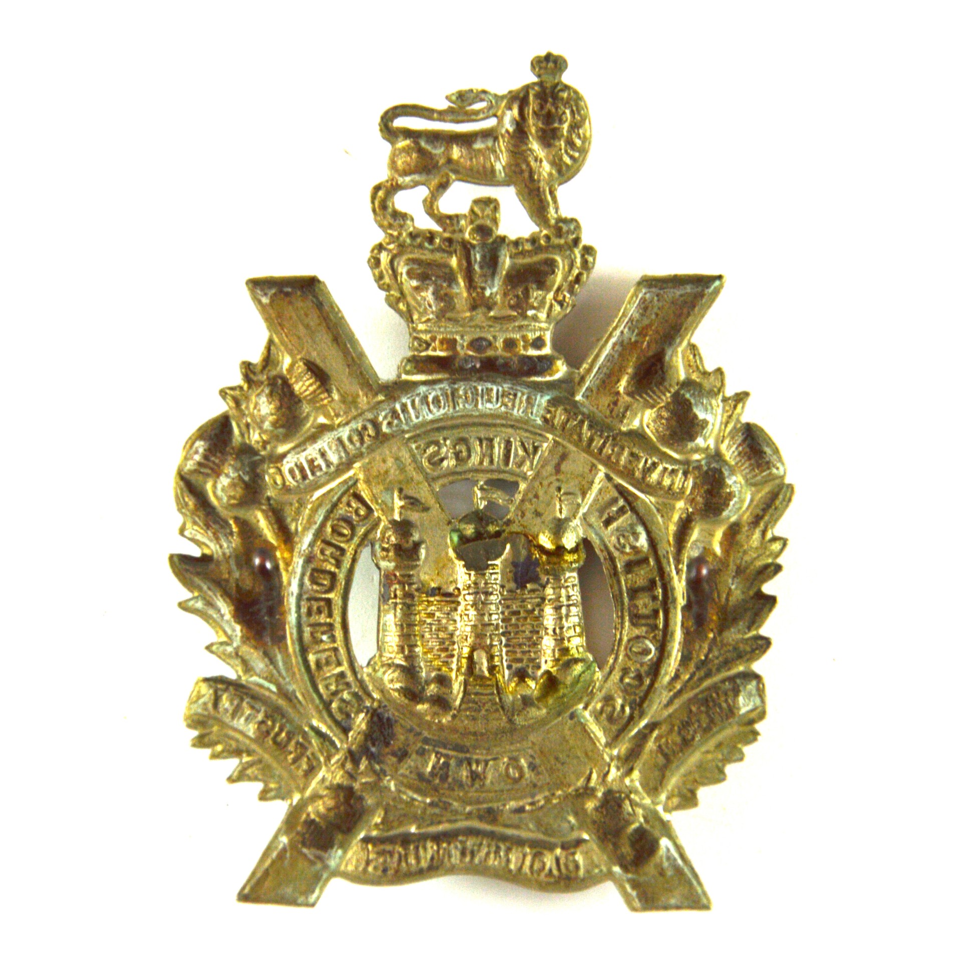 King's Own Scottish Borderers (KOSB) Helmet Plate Centre Badge (1887-1901 Pattern) - Original - Image 2