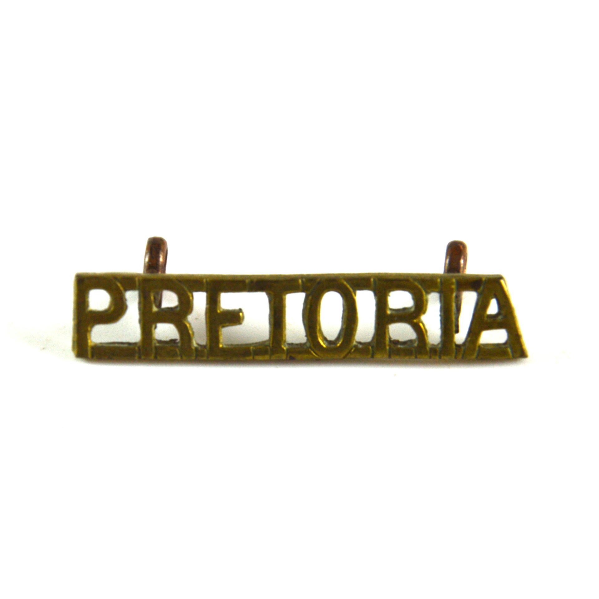 South African Pretoria Regiment (PRETORIA) Brass Shoulder Title Badge (1932-1963 Pattern)