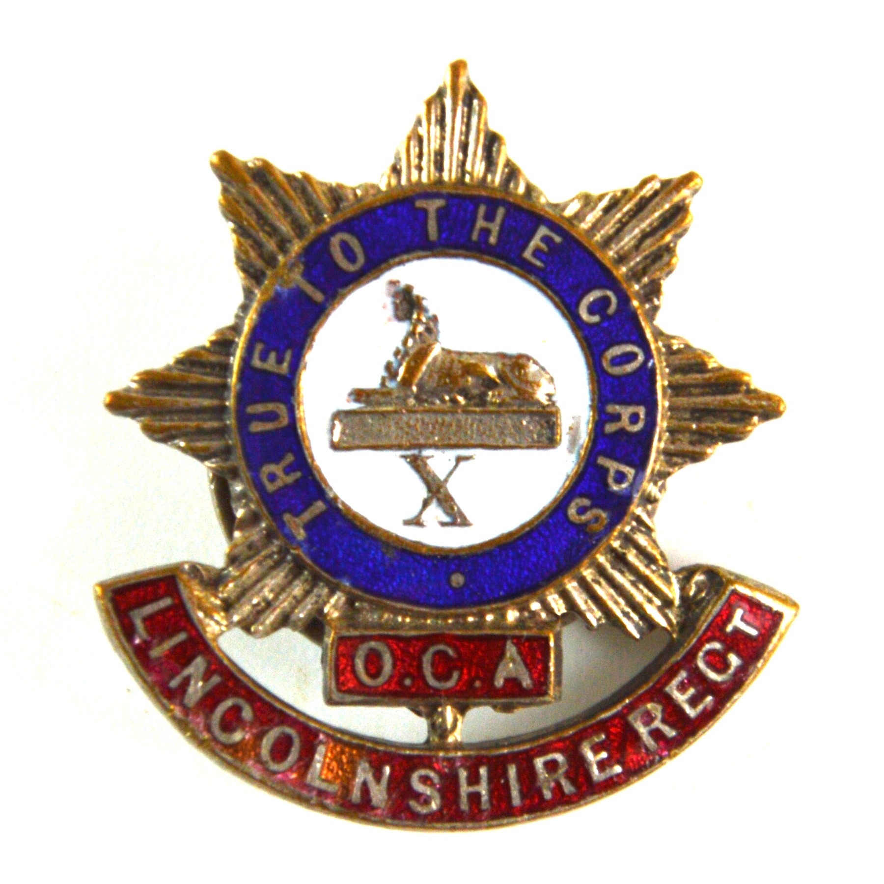 Lincolnshire Regiment Old Comrades Association Silver-Plated and Enamel Lapel Badge