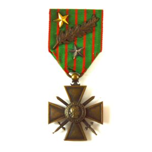 French Croix de Guerre 1914-1915 Medal with Silver Star, Gold Star and Bronze Palm