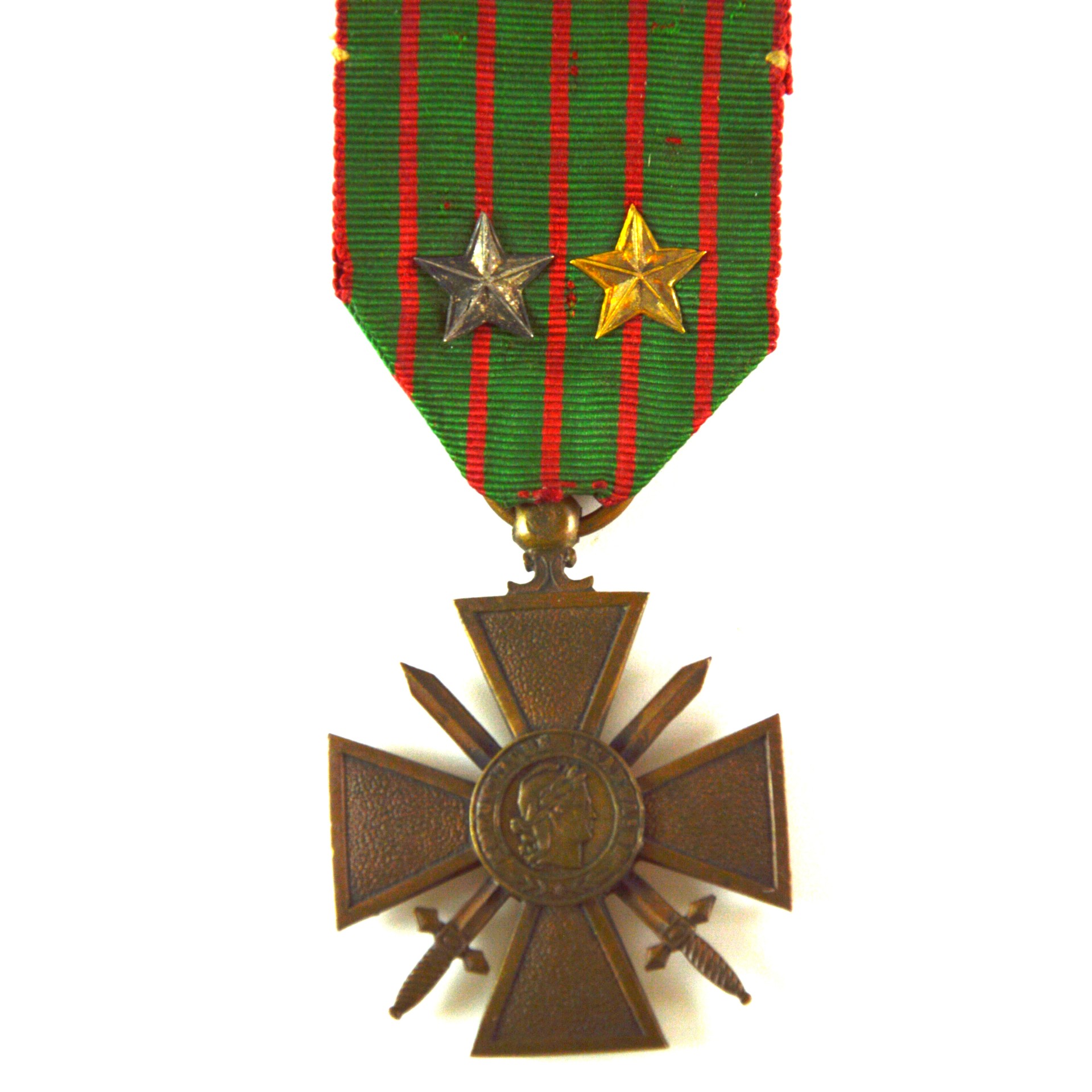 French Croix de Guerre 1914-1915 Medal with Silver Star and Gold Star