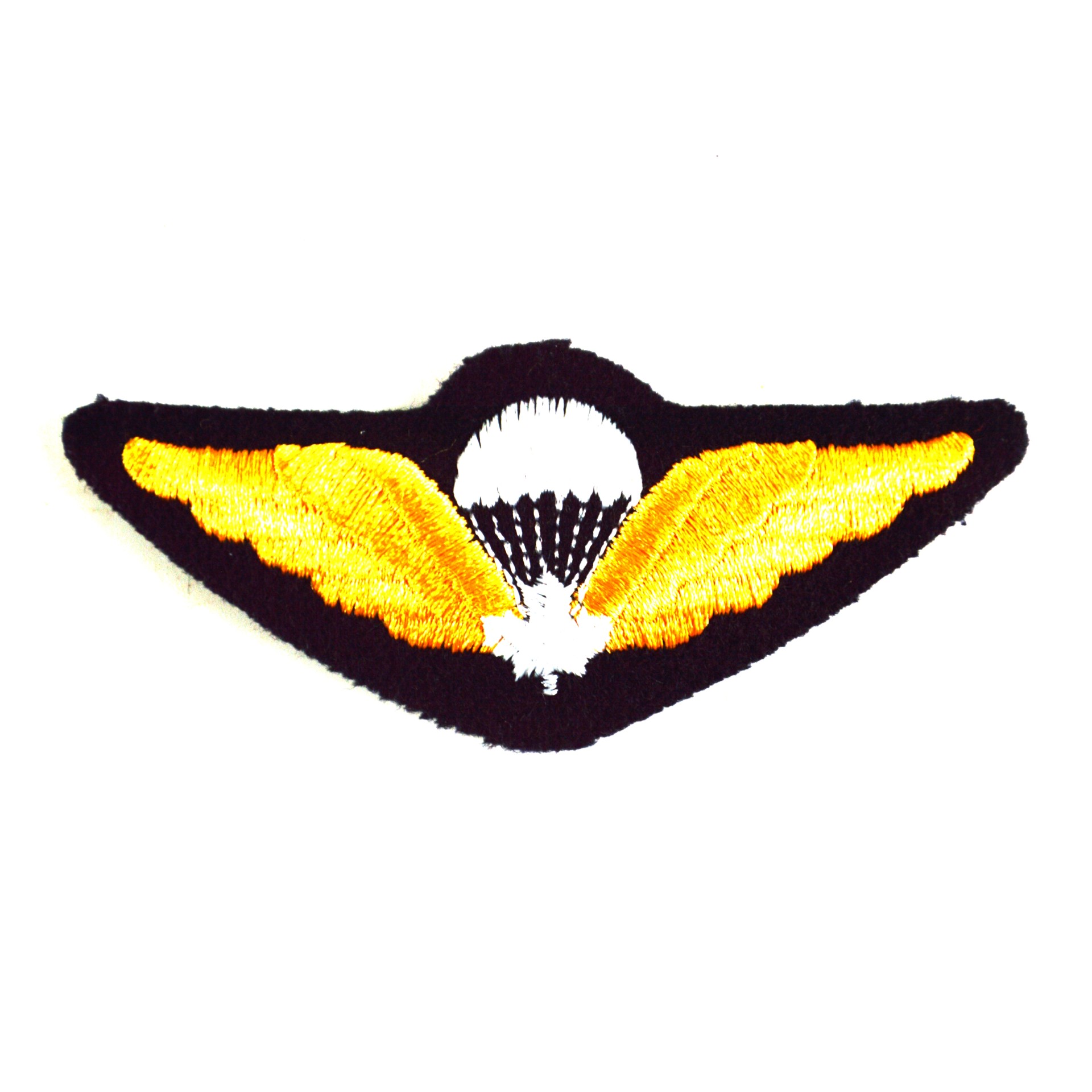 Canadian Parachute Jump Qualification Wings Embroidered Patch - with White Leaf on a Black Background