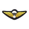 Canadian Parachute Jump Qualification Wings Wire-Embroidered Patch – White Leaf on Black Background