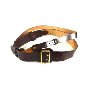 British Sam Browne Pattern Brown Leather Waist Belt and Cross-Strap