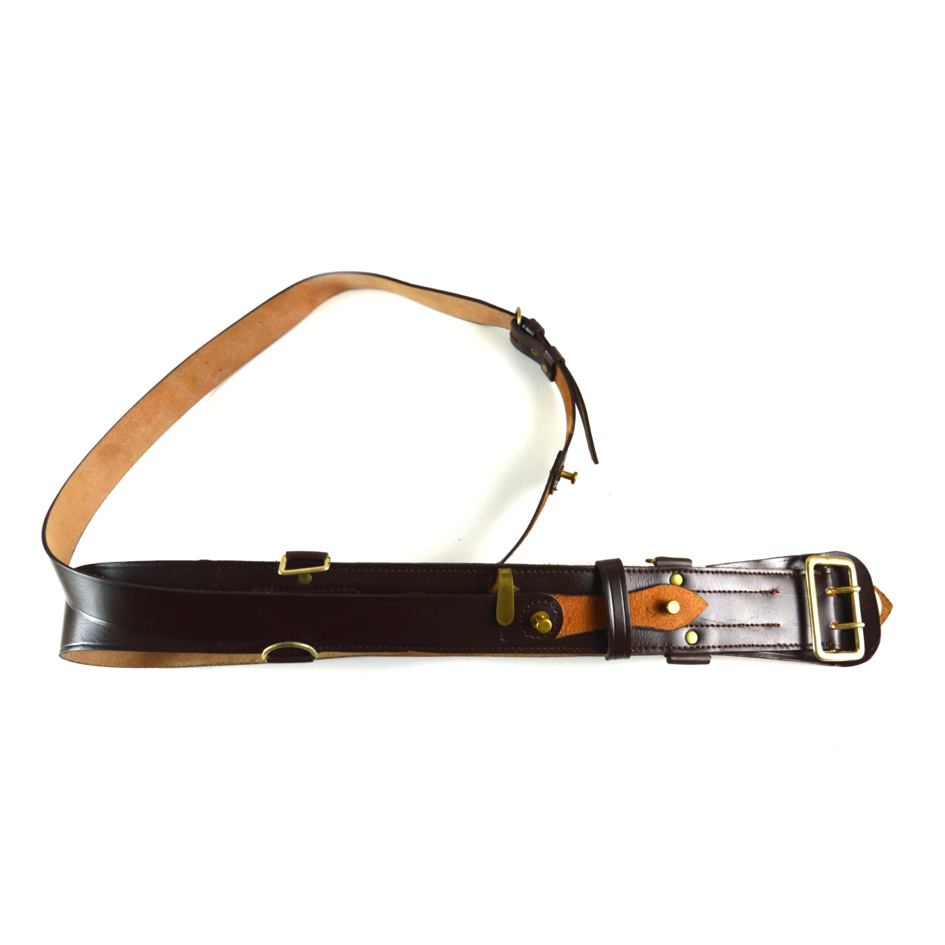 British Sam Browne Pattern Brown Leather Waist Belt and Cross-Strap - Image 3