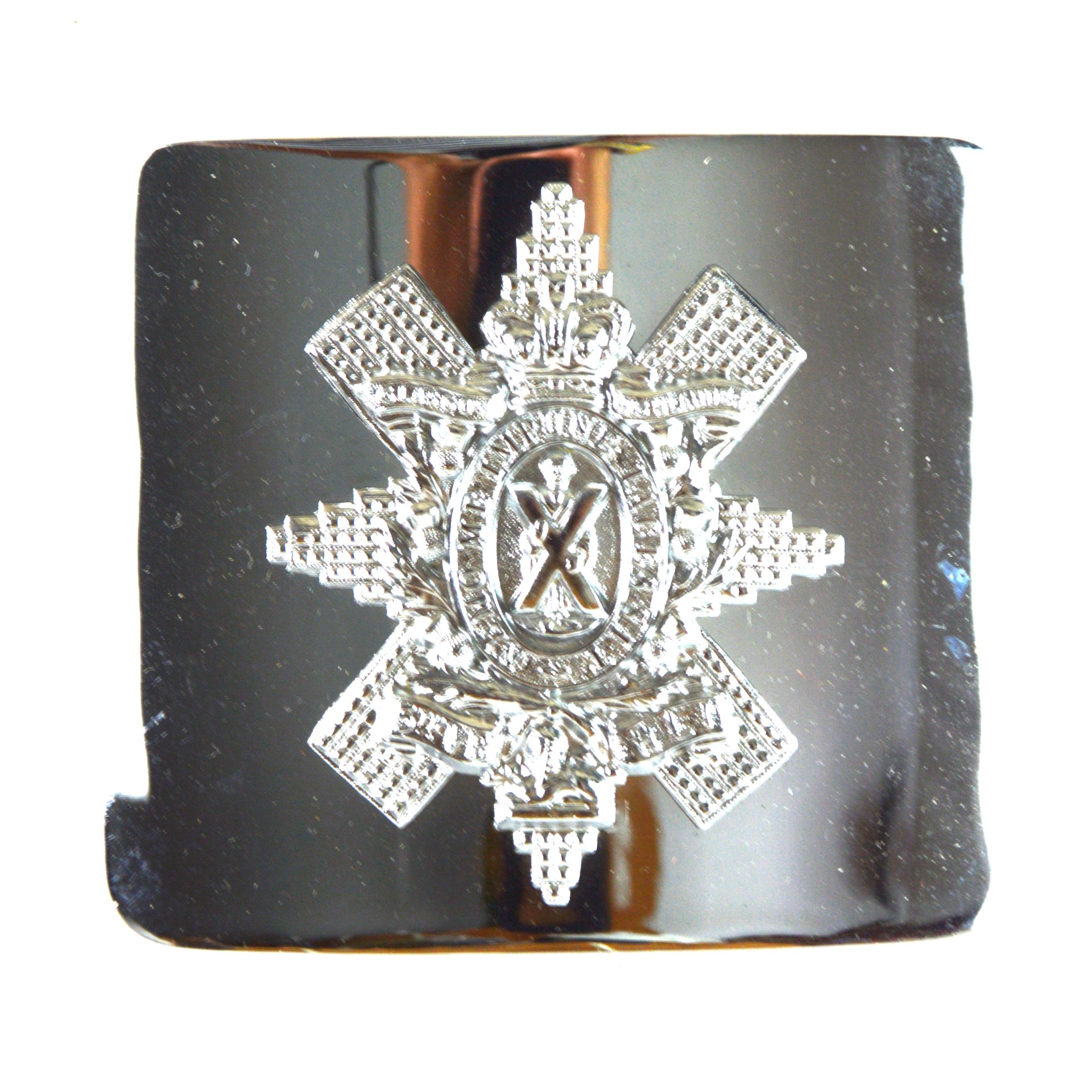 5th Volunteer Battalion (Glasgow Highlanders), Highland Light Infantry (HLI) Chrome Waist Belt Buckle – Victorian Crown (Modern-Made)