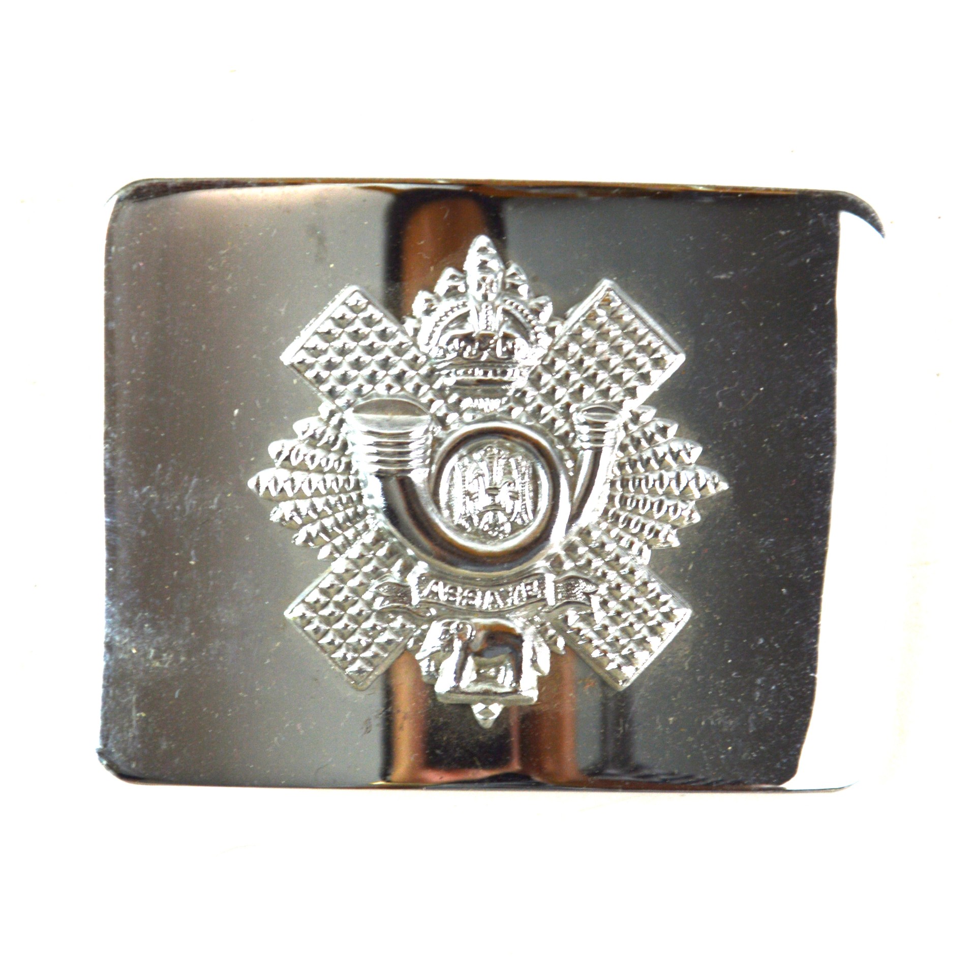 Highland Light Infantry (HLI) Chrome Waist Belt Buckle – King's Crown (Modern-Made)