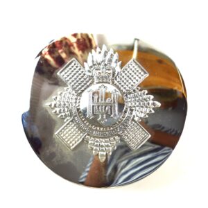 Highland Light Infantry (HLI) Chrome Piper's Plaid Broach - Queen's Crown