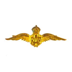 Royal Air Force (RAF) Gilt Wings Sweetheart Brooch Badge - King's Crown