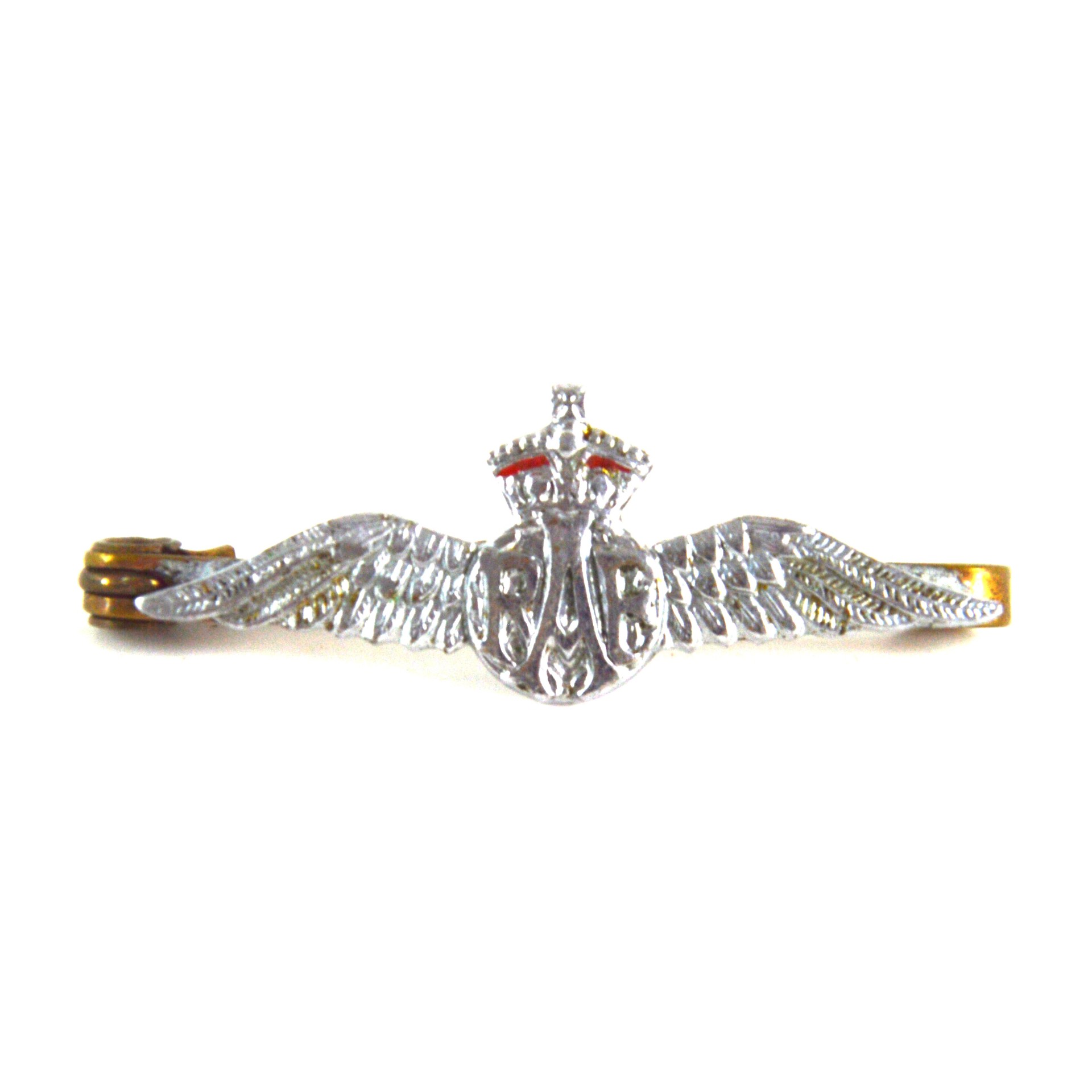 Royal Air Force (RAF) Chrome Wings Sweetheart Brooch Badge - King's Crown