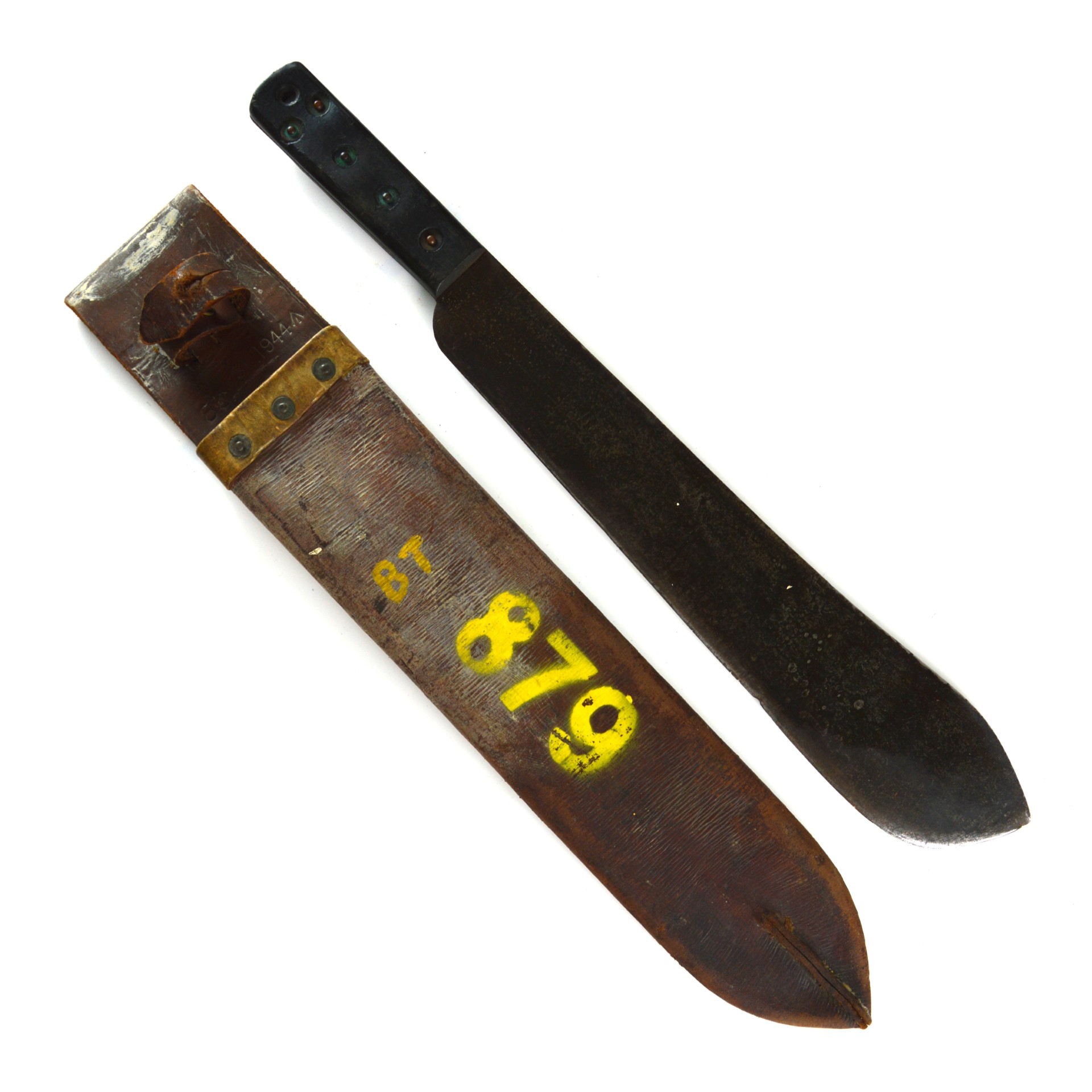 British WWII Jungle Machete in Scabbard - Manufactured by JJB, Dated 1945