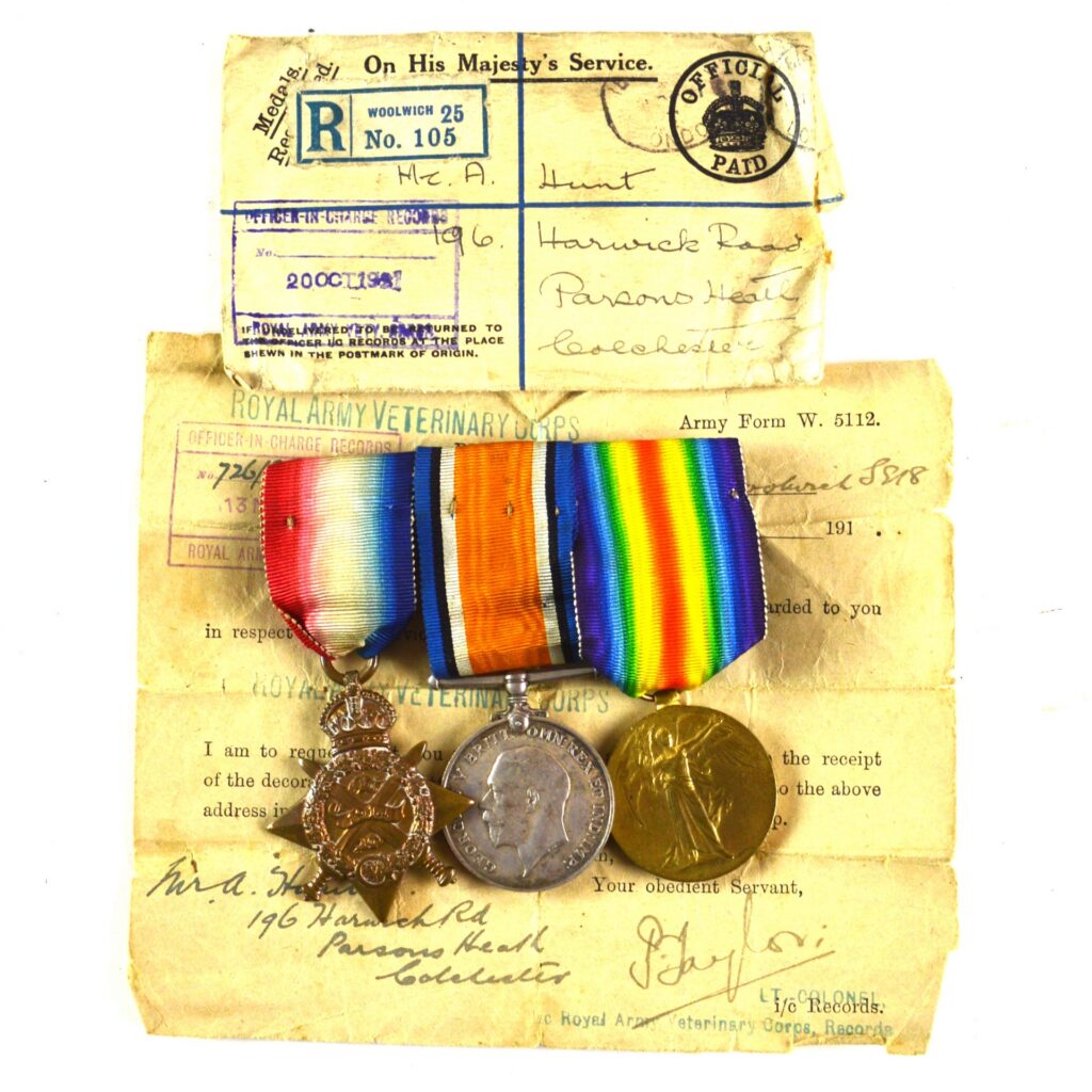 British 1914-15 Star Trio - Corporal Arthur Hunt, Army Veterinary Corps (AVC)