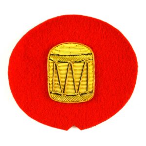 Drummer's Bullion-Embroidered Trade Badge - Gold on Scarlet
