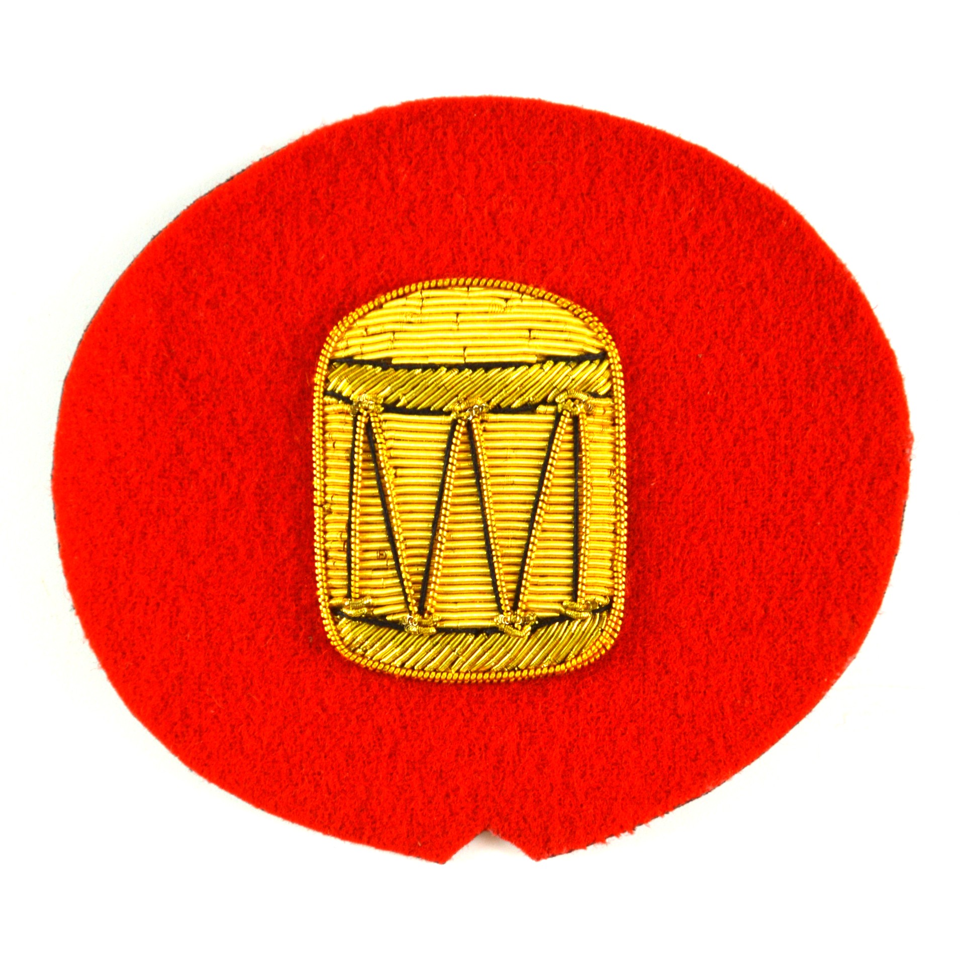 Drummer's Bullion-Embroidered Trade Badge - Gold on Scarlet
