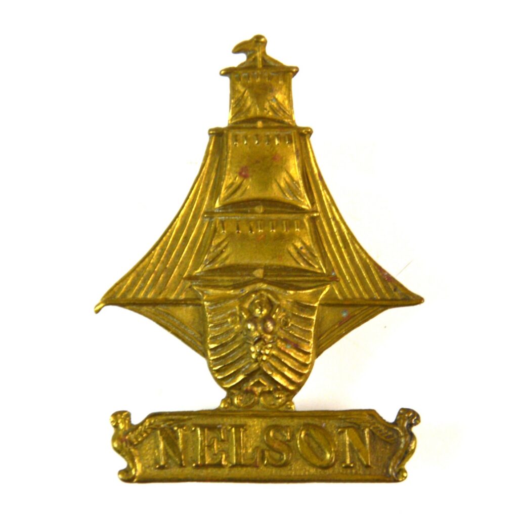 Nelson Battalion, Royal Naval Division Cap Badge - Original with J.R. Gaunt, London Plaque