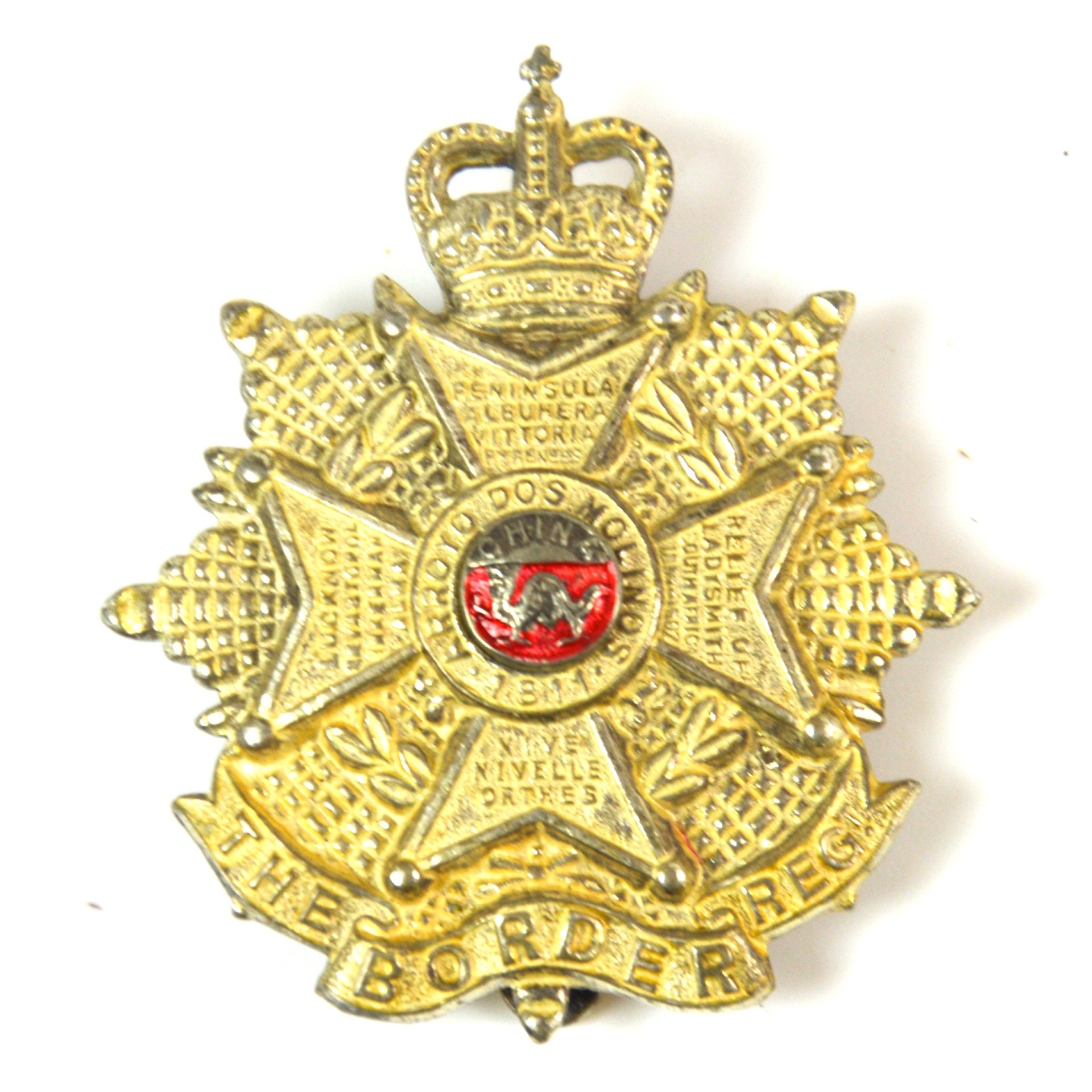 Border Regiment Officer's Silver-Plate and Enamel Cap Badge (1953-1959 Pattern)