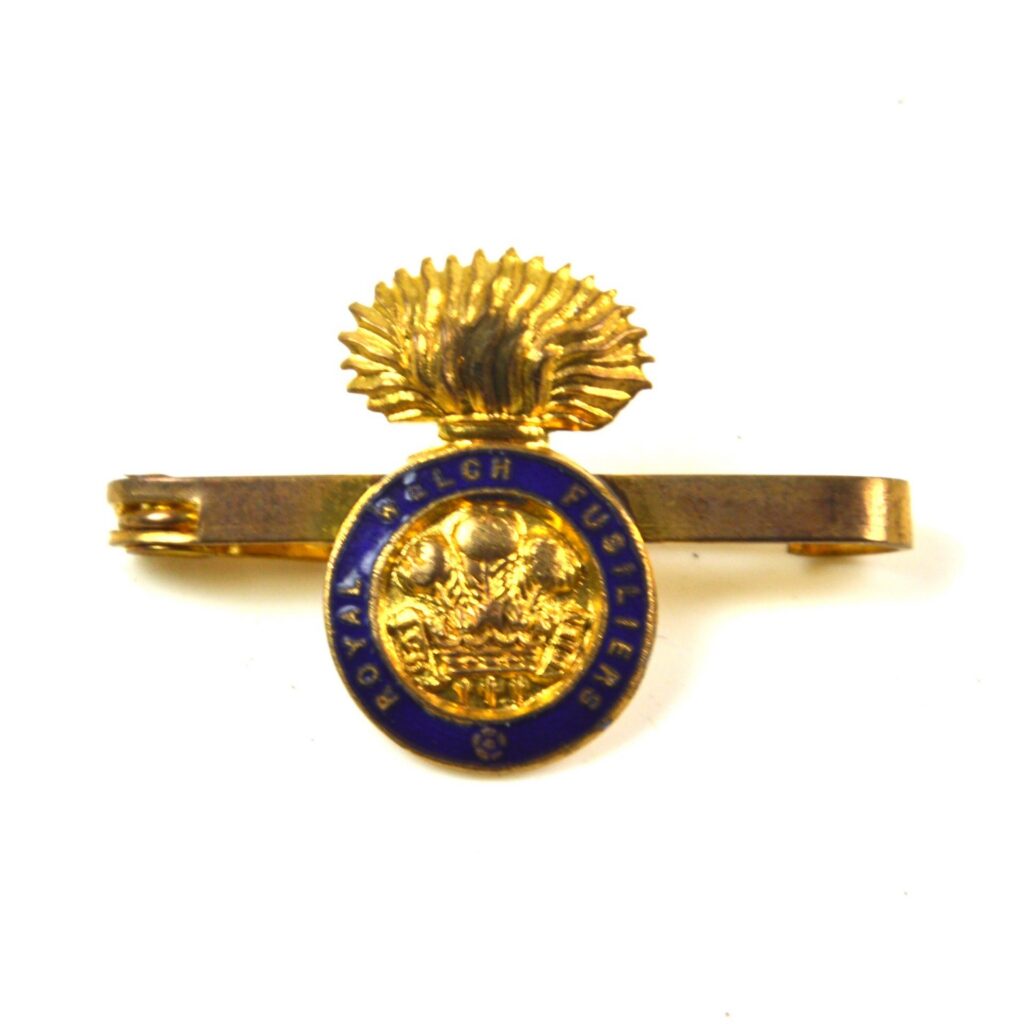 Royal Welch Fusiliers (RWF) Gilt and Enamel Tie Pin Sweetheart Brooch